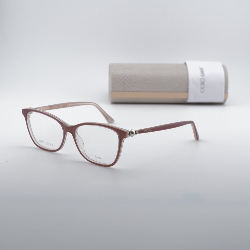 Jimmy Choo JC377 0Y9A 00 Rectangle Eyeglasses - Pearlized Nude 53mm